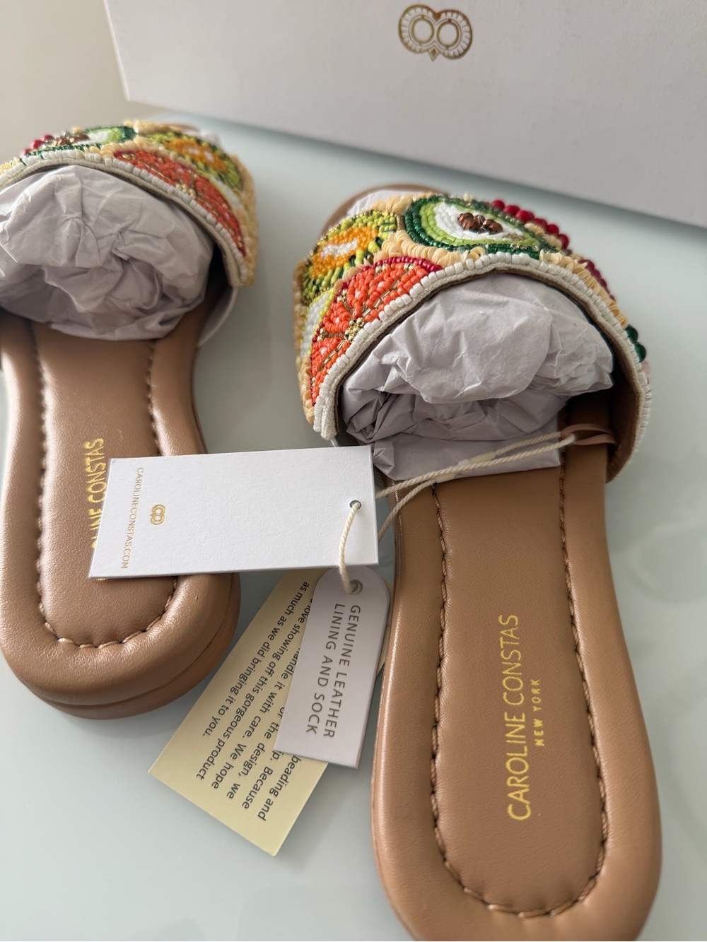Caroline Constas Multicolor Beaded Slide Sandals - Picture 5 of 5